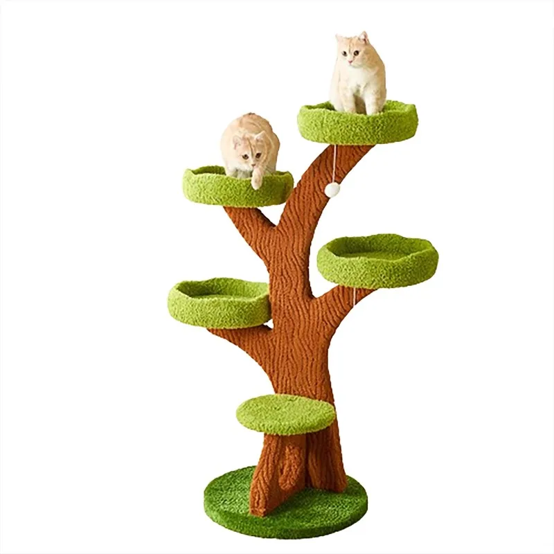 

Green Velvet Cat Tree House with Acrylic Climbing Frame Factory-sold Scratcher Carton Picture Toys for Cats Sustainable JC