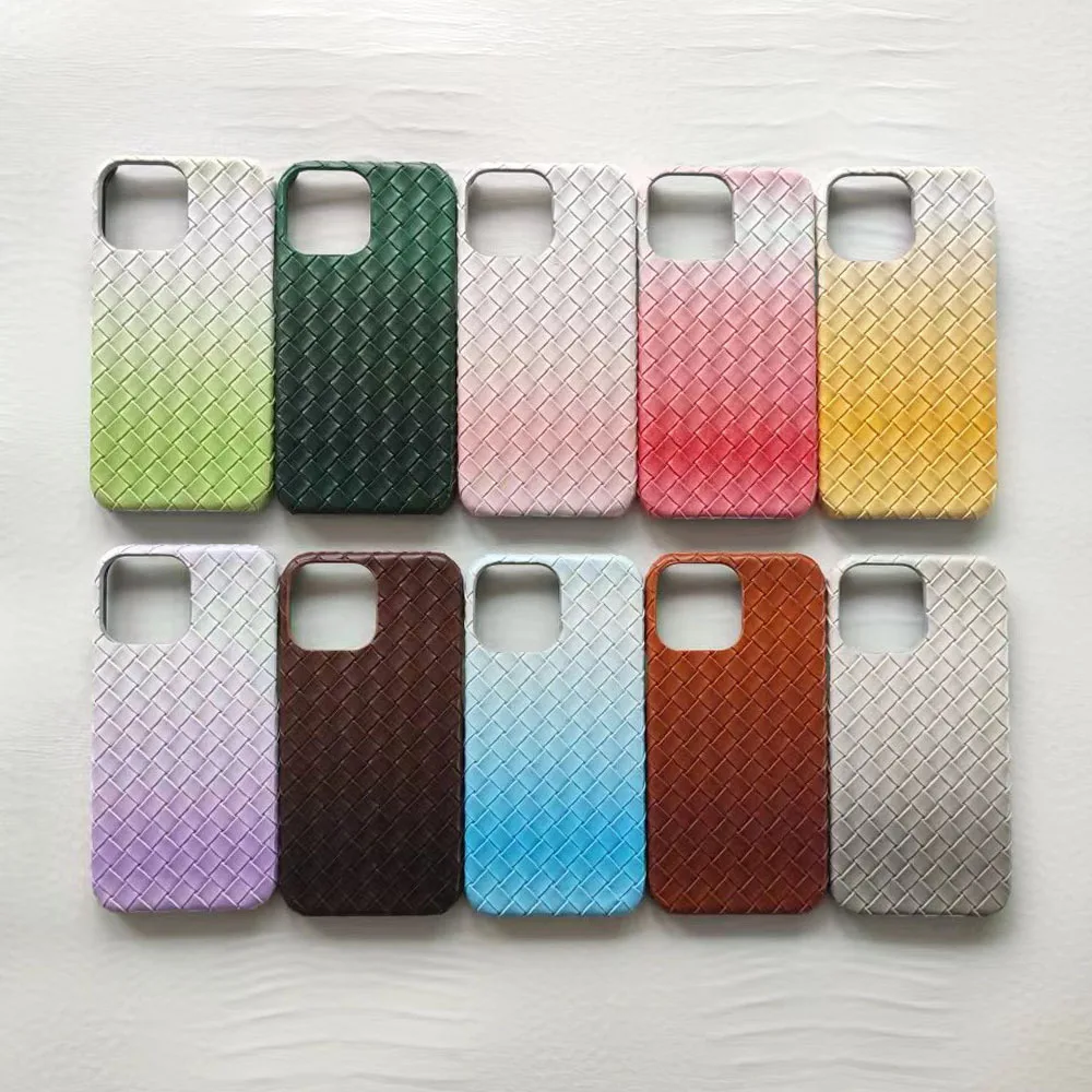 Gradient Weaving Pattern Hard PC Phone Case for iPhone 16 14 13 12 Mini 11 15 Pro Max Ultra X XR XS 6 7 8 Plus Back Cover