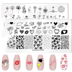Valentine's Day Nail Stamping Plates Rose Flower Love Theme Nail Art Plate Stainless Steel Halloween Nail Design Stencil Tools