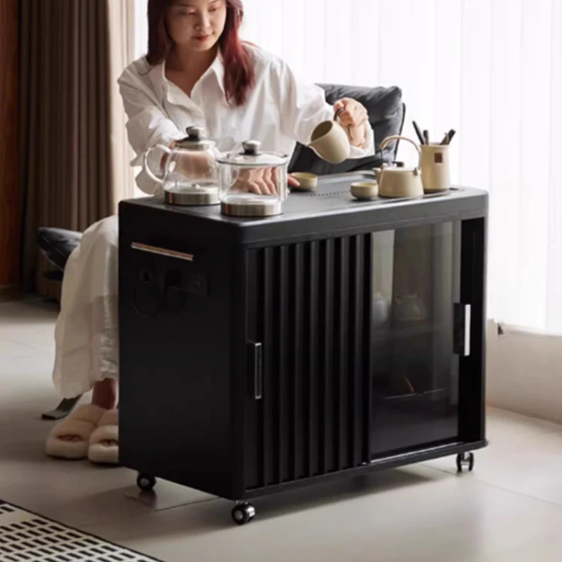 Multifunctional Outlets Tea Table Drain Kettle Designer Black Living Room Coffee Table Folding Unique Stolik Kawowy Furniture