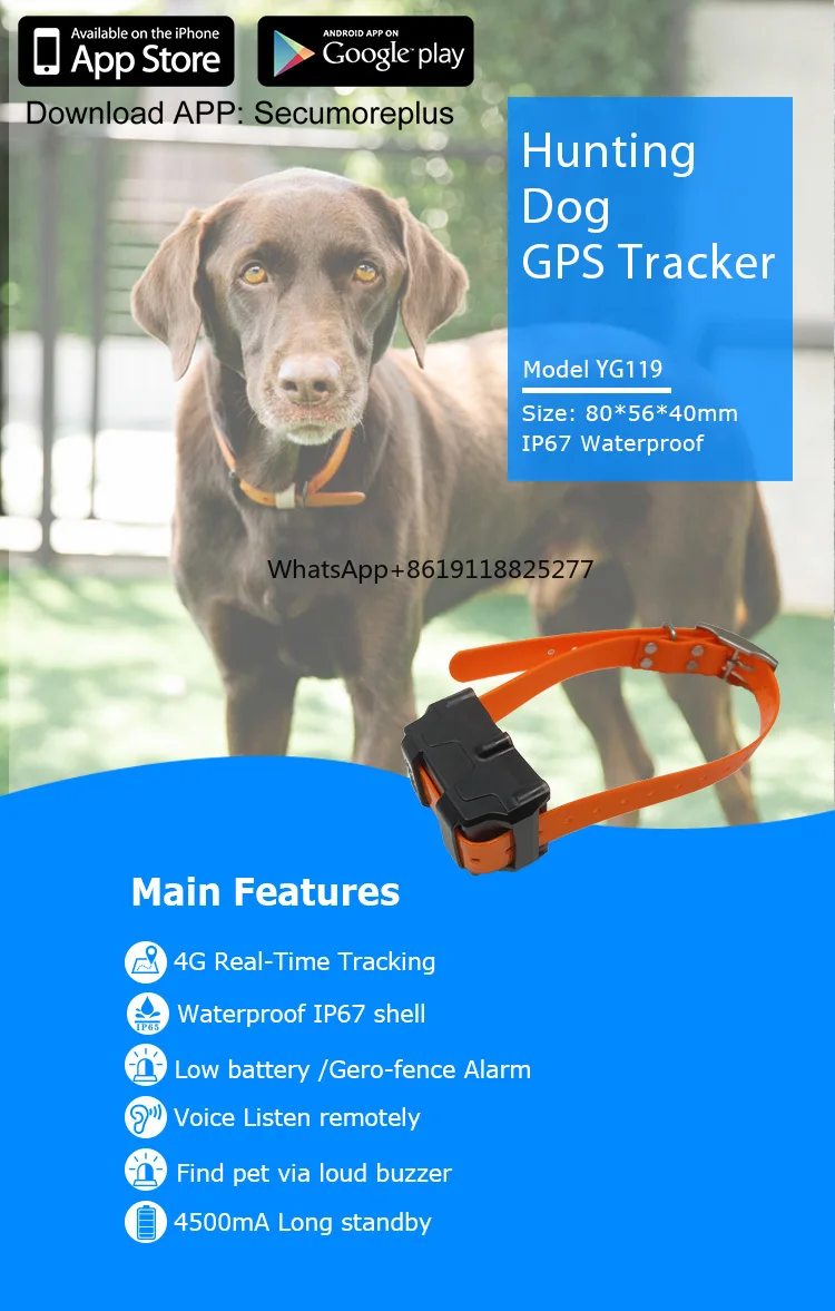 Rastreador GPS inteligente para gado agrícola, 4G Pets Location Tracker, Mini Dog, Logotipo personalizado