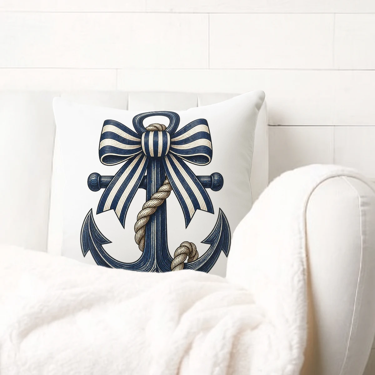 Cute Gnome Pattern Polyester Pillow Cover - 2D Printed Decorative Pillow Case for Home, Living Room & Bedroom Decoration