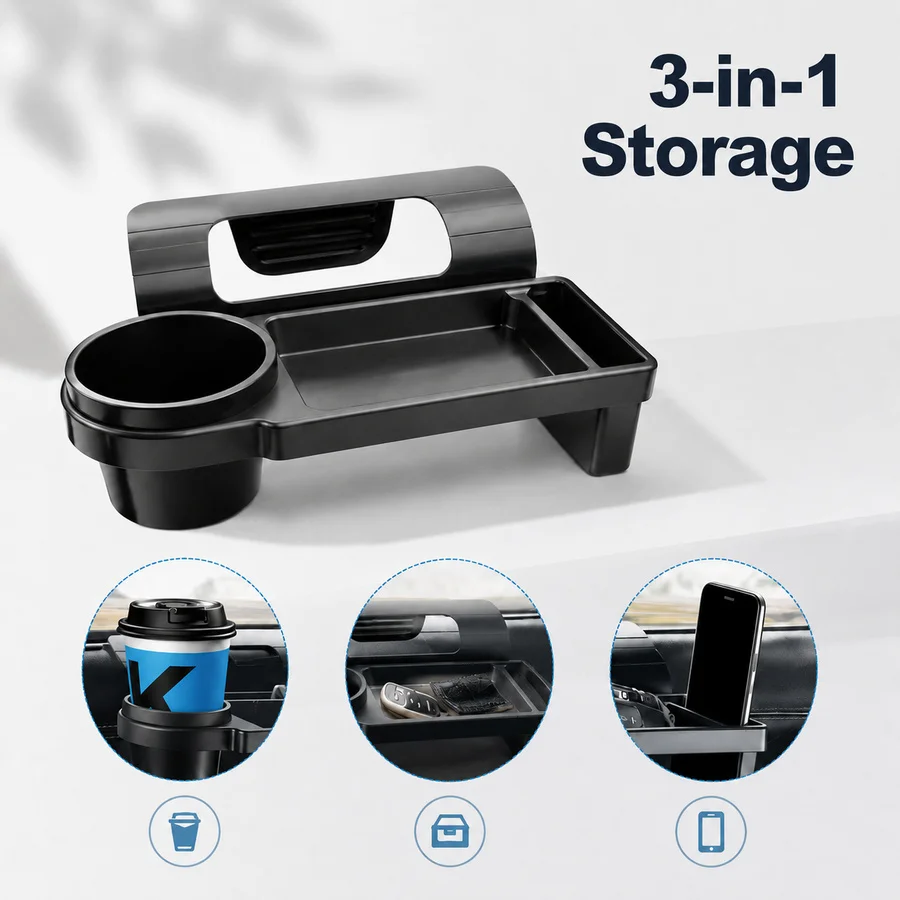 Car Window Slot Organizer Car Cup Holder Phone Mount Storage Rack with Hook and Side Car Door Organizer Pocket Accessory