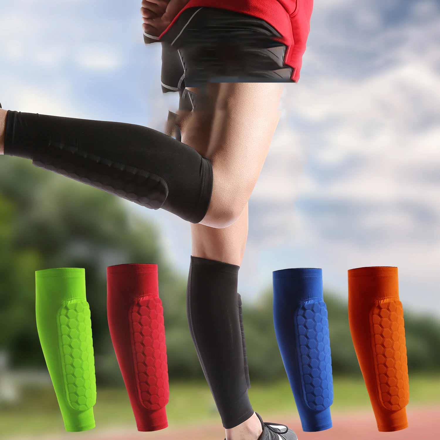 Running Gear Parts - Honeycomb Shin Guards - Slim-Fit Integrated