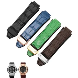 For HUBLOT BIG BANG Genuine Leather 25mm*19mm Waterproof Men Watch Strap Chain Watch Rubber Watch Chain