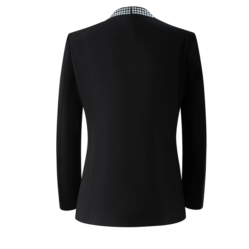 Fashion Men's Unique Design Black Cardigan Suit Suitable for Mens Weddings, Banquet, Stage Performances Dresses Blazer