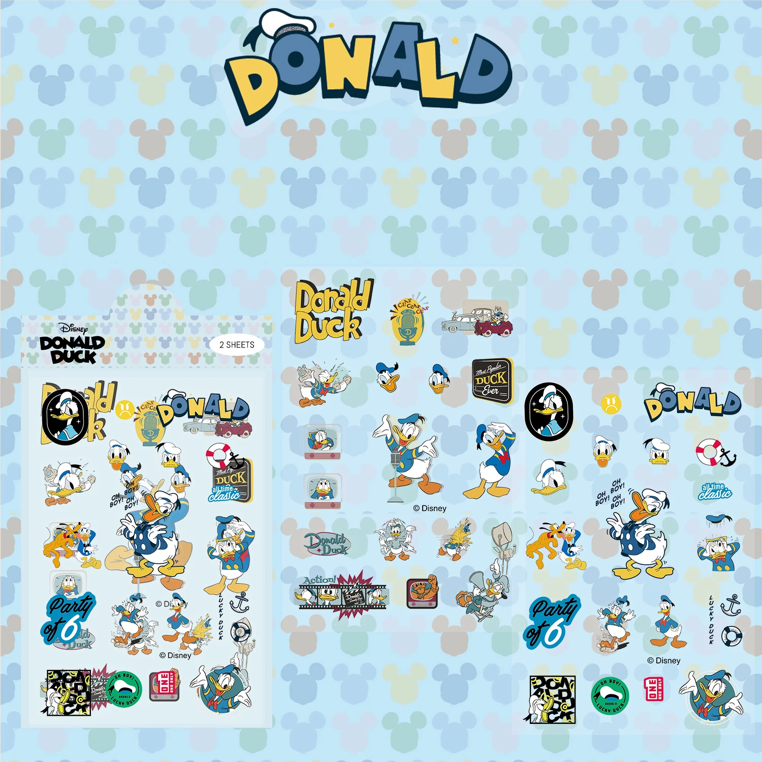 2 قطعة ملصقات دونالد داك ديزني أنيمي Kawaii شفافة PET ملصق مائي للأطفال DIY دفتر الدراجة الهاتف سيارة ملصق جمالي لعبة