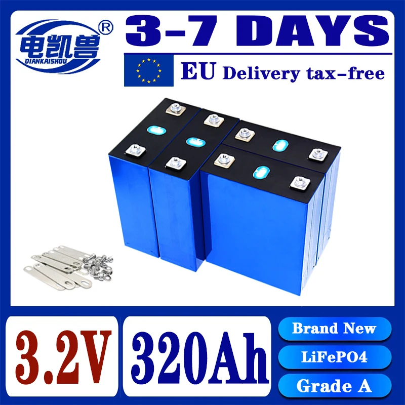 EU 3-7 day delivery New 320Ah LiFePO4 3.2V rechargeable battery suitable for DIY 12V 24V 48V caravan marine solar system no tax