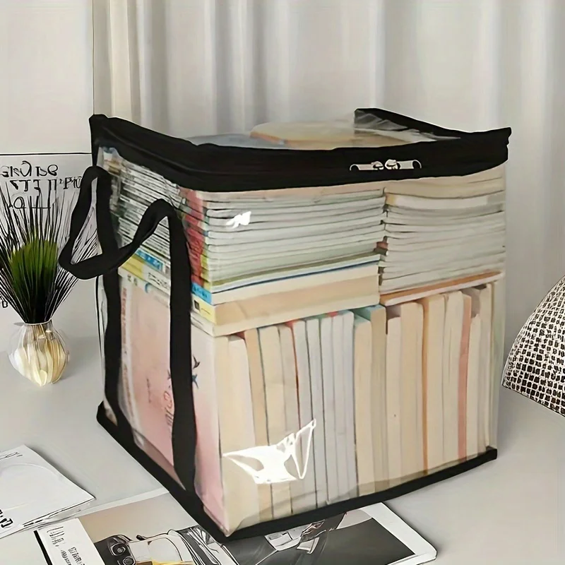 Foldable Book Box Student Dormitory Classroom Book Organizer Transparent Waterproof Household Book Organizing Storage Box