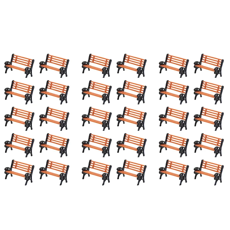 

AS96-30Pcs Model Train HO N O Scale 1:75 Bench Chair Model Settee Street Park Layout Plastic Crafts,Garden/Railway Layout
