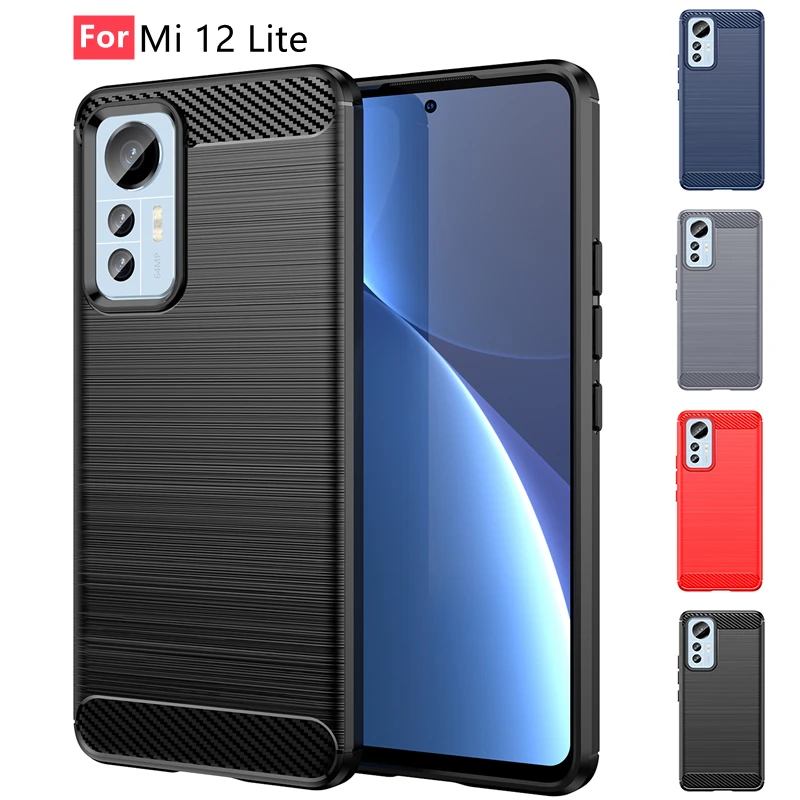 For Mi 12 Lite Case Cover For Xiaomi Mi 12 Lite Pro 12X Capas Shockproof Back Carbon Fiber Soft TPU Cover For Mi 12 Lite Fundas