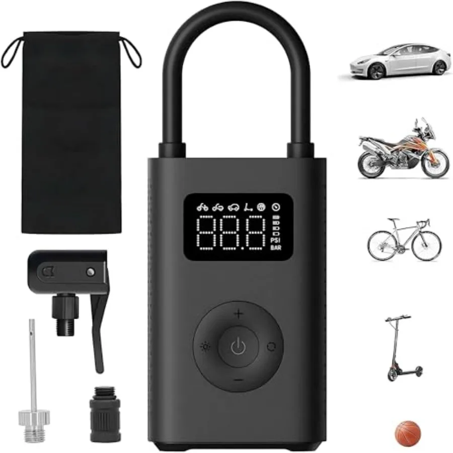

Portable Electric Air Compressor 150 PSI Tire Inflator for Car Scooter Bike Tires and Balls - Cordless with Digital Pressure De