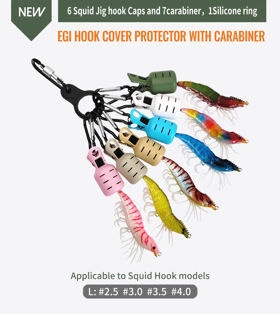 Neue 6 stücke Tintenfisch Jig Köder Schutz Kit Angelhaken Abdeckung Regenschirm Haken Kappen Schutz Angeln Jigs Locken Angeln Zubehör – Detail 1
