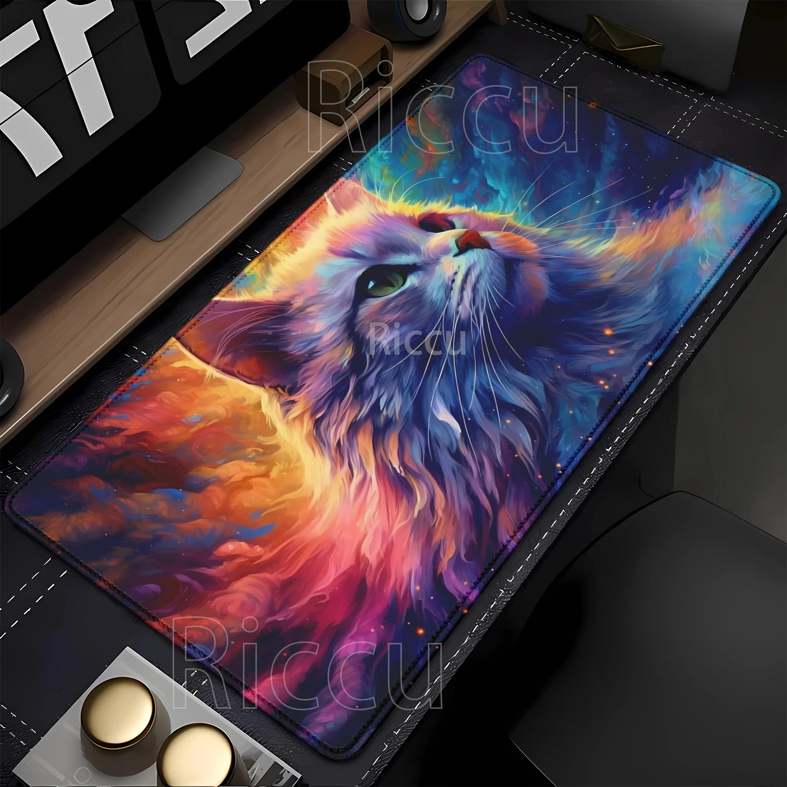 Bunte süße Katze Mauspad XXL Spiel Gummi PC Gaming Anime Tastatur Mousepad rutschfeste Bürozubehör HD Druck Schreibtischunterlage