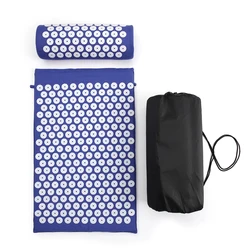 68*42*2cm  BLUE Acupressure Massage Mat & Pillow Set Free Storage Bag