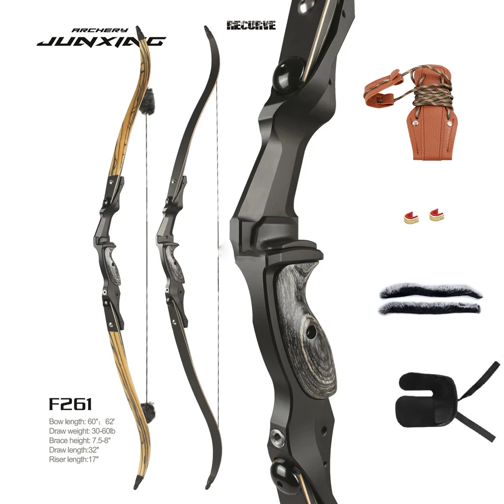 JUNXING Archery F261 ILF Takedown Hunting Recurve Bow 17inch Bow Riser Right Hand