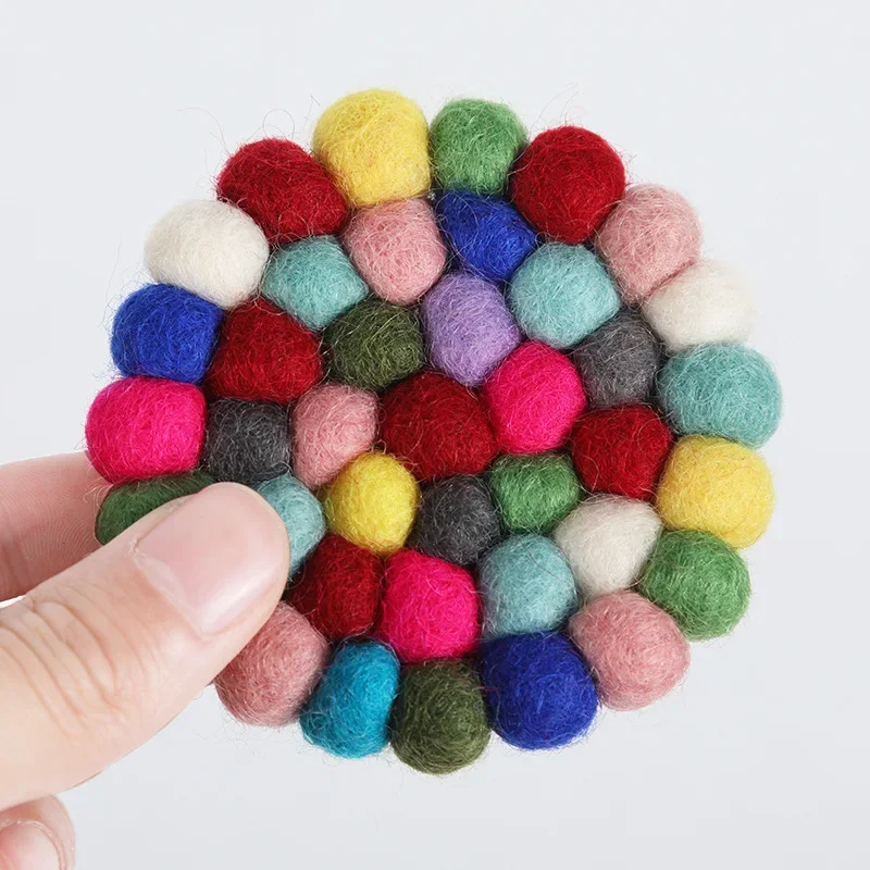 Nepal Singing Bowl Mat Wool Felt Ball Coaster Meditation Cushion Round Soft Pad 7cm, Customized