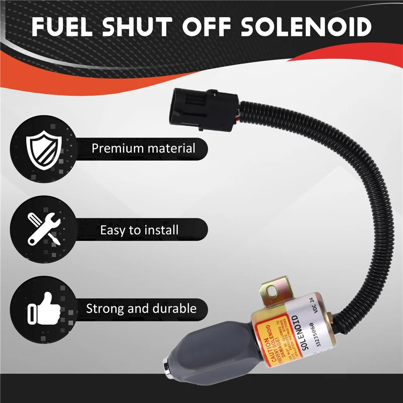 كفاءة لـ JCB JS130 JS160 JS180 JS240 JS260 JS330 Flameout 24V صمام الملف اللولبي لإيقاف الوقود 332/J5060 716/30091 #4