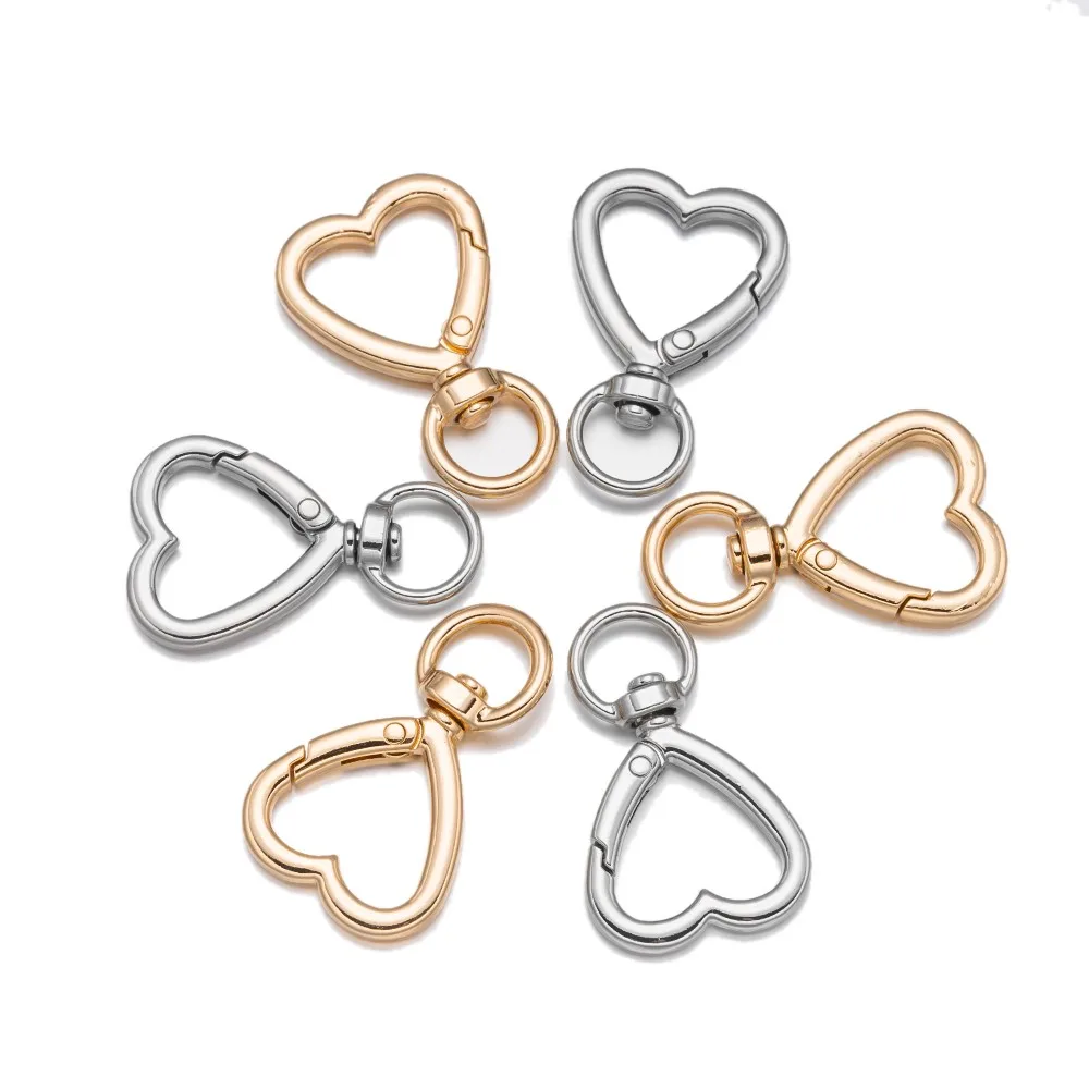 5Pcs Heart Shape Rotation Alloy Lobster Spring Clasps Openable Key Ring  Hook Carabiner Connector Dog Chain Buckles DIY Jewelry