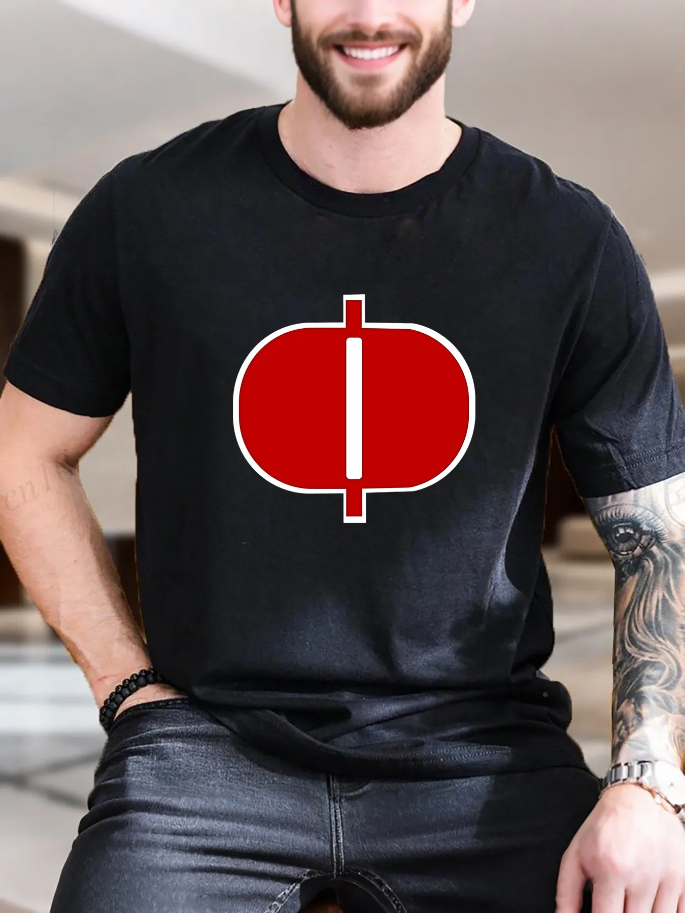 Camiseta estampada de algodón para hombre: elegante diseño de rayas rojas y blancas, tela de algodón puro transpirable, ajuste cómodo para uso casual