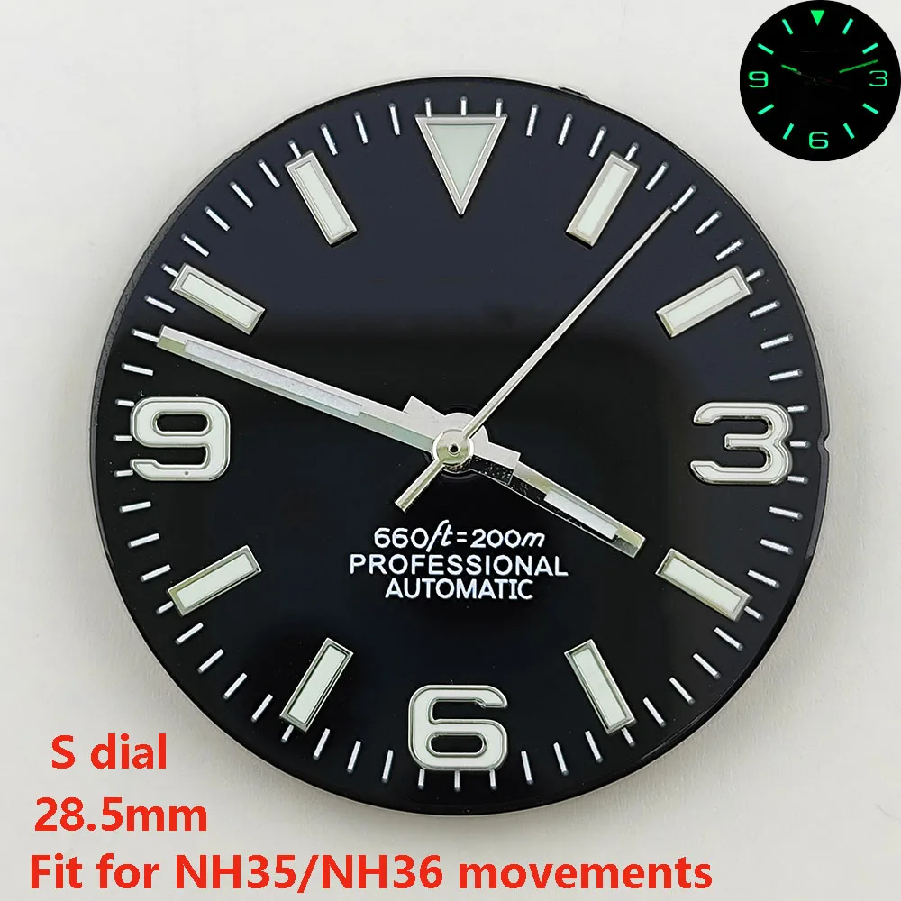 High Quality 28.5mm NH35dial watch dial S dial green luminous suitable for NH35 NH36 movement watch accessories repair tool