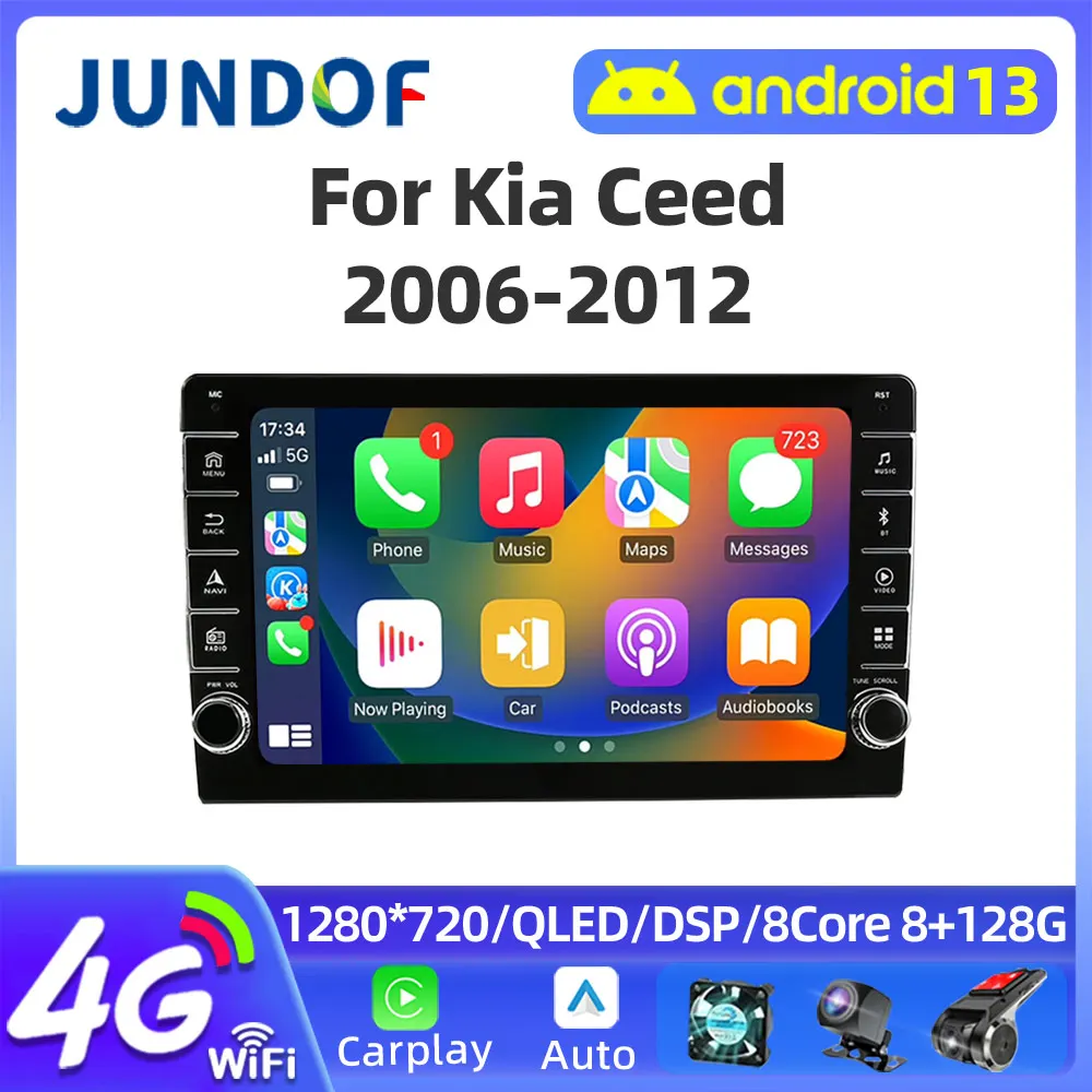 Jundof Android 13 For Kia Ceed ED 2006-2012 Carplay Radio Car Auto GPS QLED Multimedia Player Navigation Bluetooth 2 Din Screen