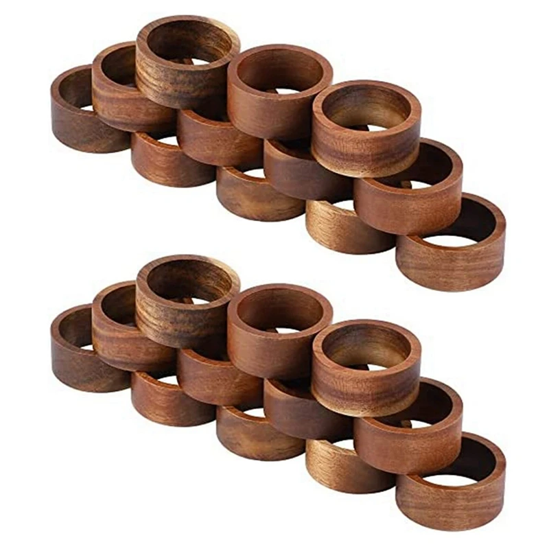 

24 Pieces Wood Napkin Rings Dining Table Napkin Holder Decorative Holiday Napkin Rings For Table Decoration