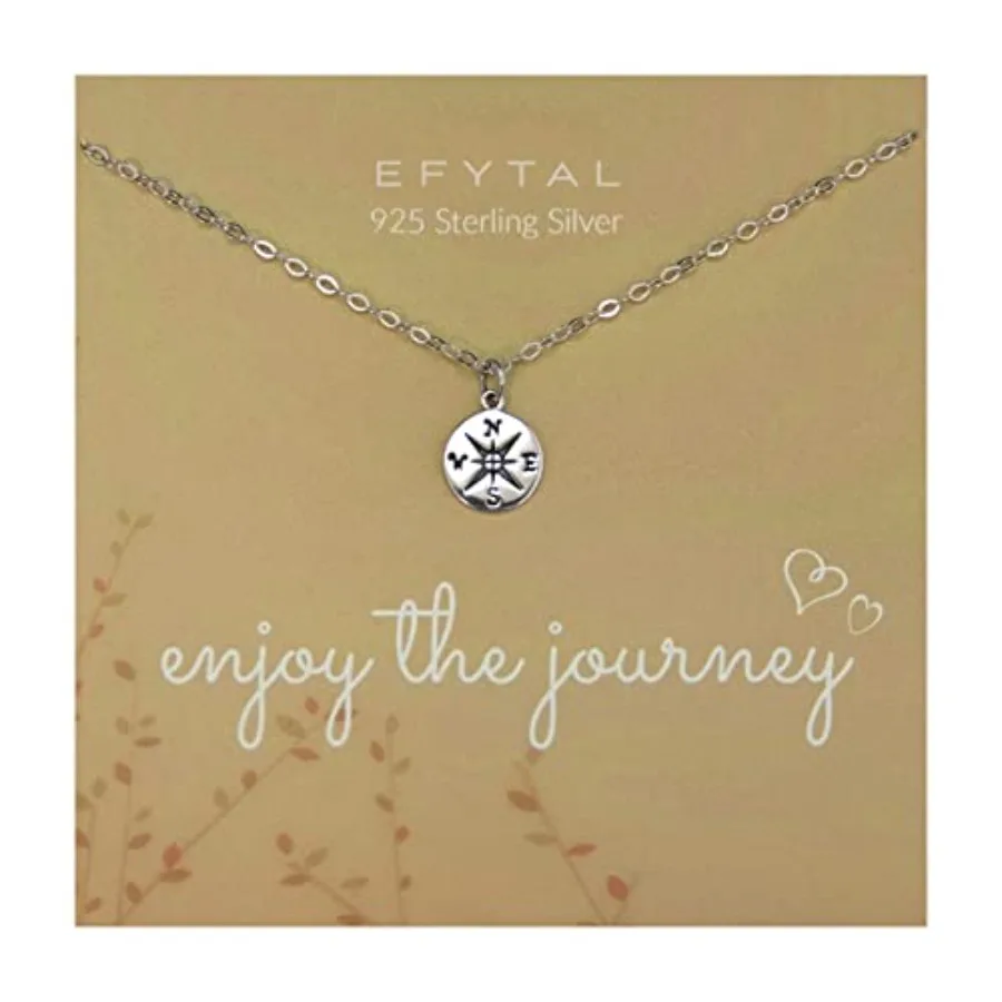 

EFYTAL Graduation Necklace 2022 Sterling Silver or Gold Plated Compass High School or College Graduation Gift for Her Farewell