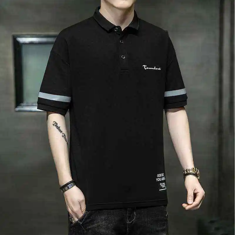 

Летняя мужская футболка свободного кроя ort Sve с лацканами, современная футболка из чистого хлопка, ультра-короткая длина