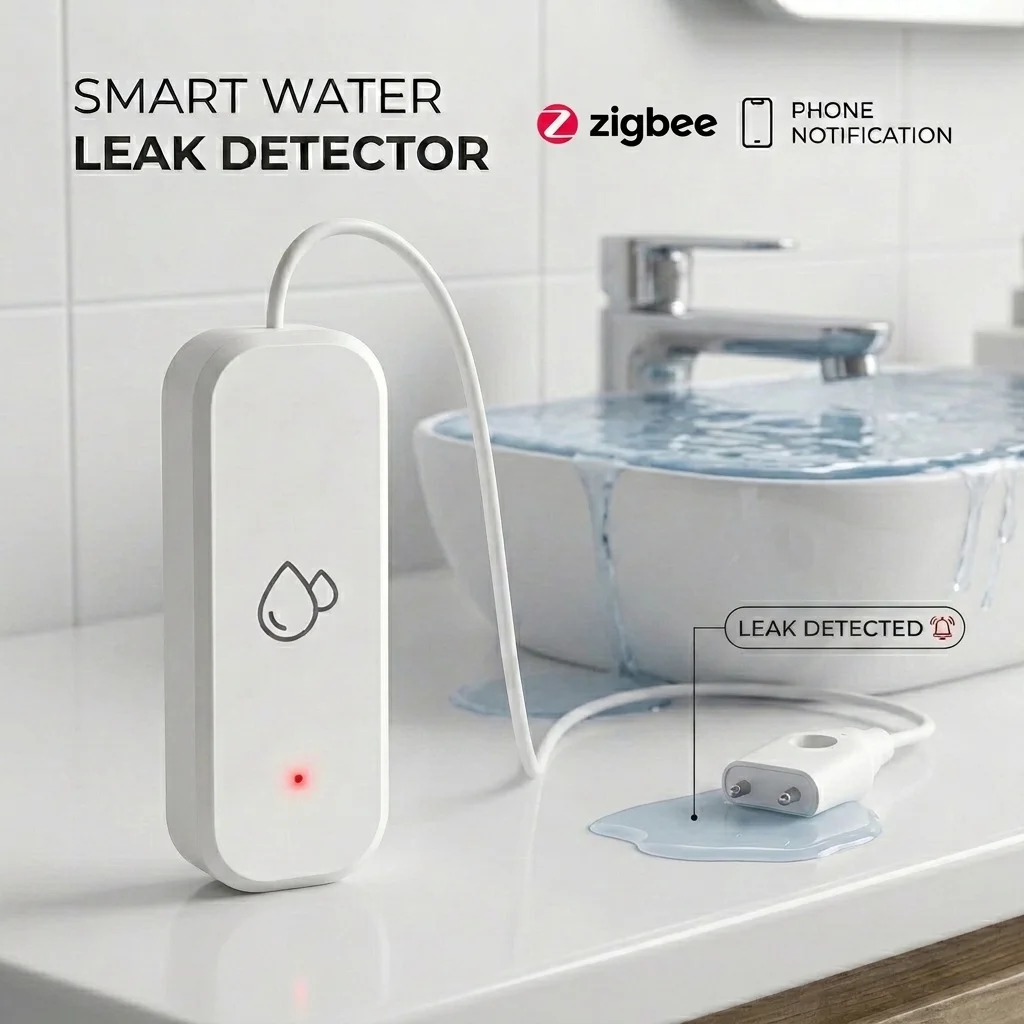 ZigBee Water Leak Sensor With Probe Alarm Flood Water Leak Detector Smart Home APP Remote Control Smart Home Security Protection