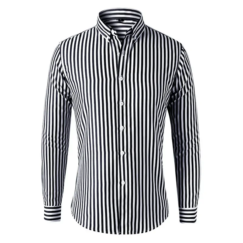 2024 New Spring and Autumn Men\'s Long-sleeved Shirts Trendy Handsome Slim Casual Men\'s Striped Shirts