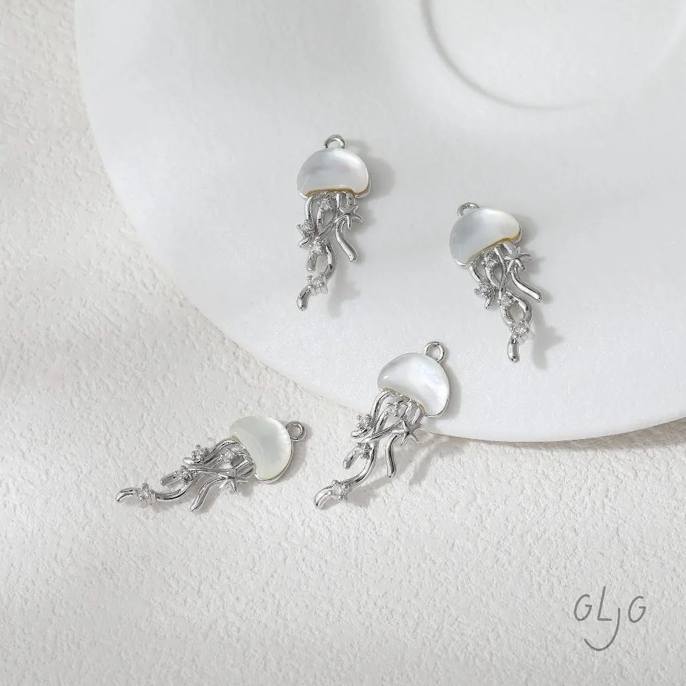 2PCS Dainty Jellyfish Charms for Jewelry Findings Making Eardrop Supplies DIY Brass 14k Gold Plated Accessories 32*12mm image 6