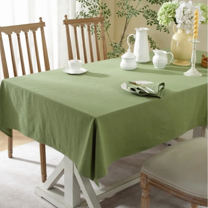 100% Cotton Table Cloth Solid Color Simplicity Pleated Wash Cotton Table Cover Restaurant Kitchen Party Holiday Table Decoration