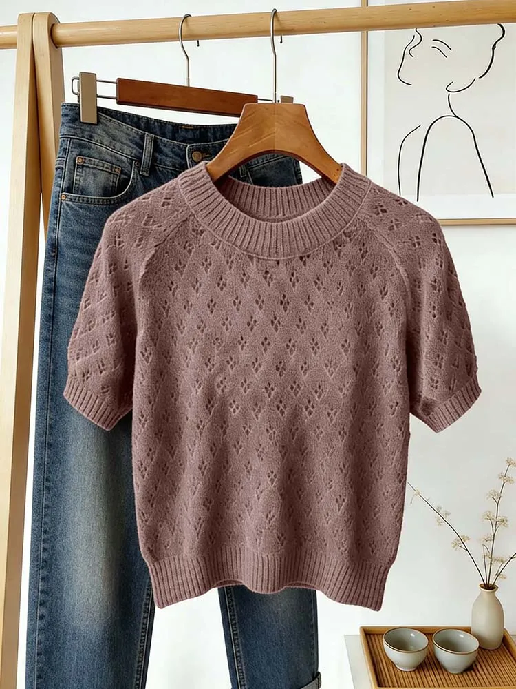 

Women's round neck pullover elegant wool, versatile fashion, suitable for daily travel, commuting, vacation, dating.