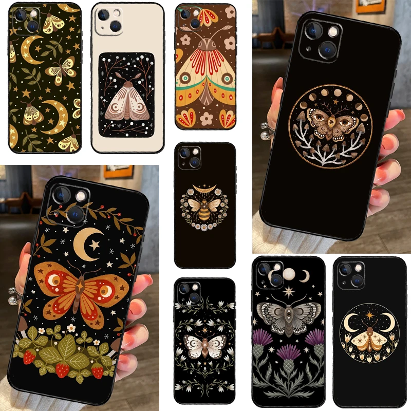 Forest Magical Moth Thistle Case For iPhone 16 14 15 Pro Max 12 13 Mini 11 15 Pro Max Plus X XS Max XR Phone Cover