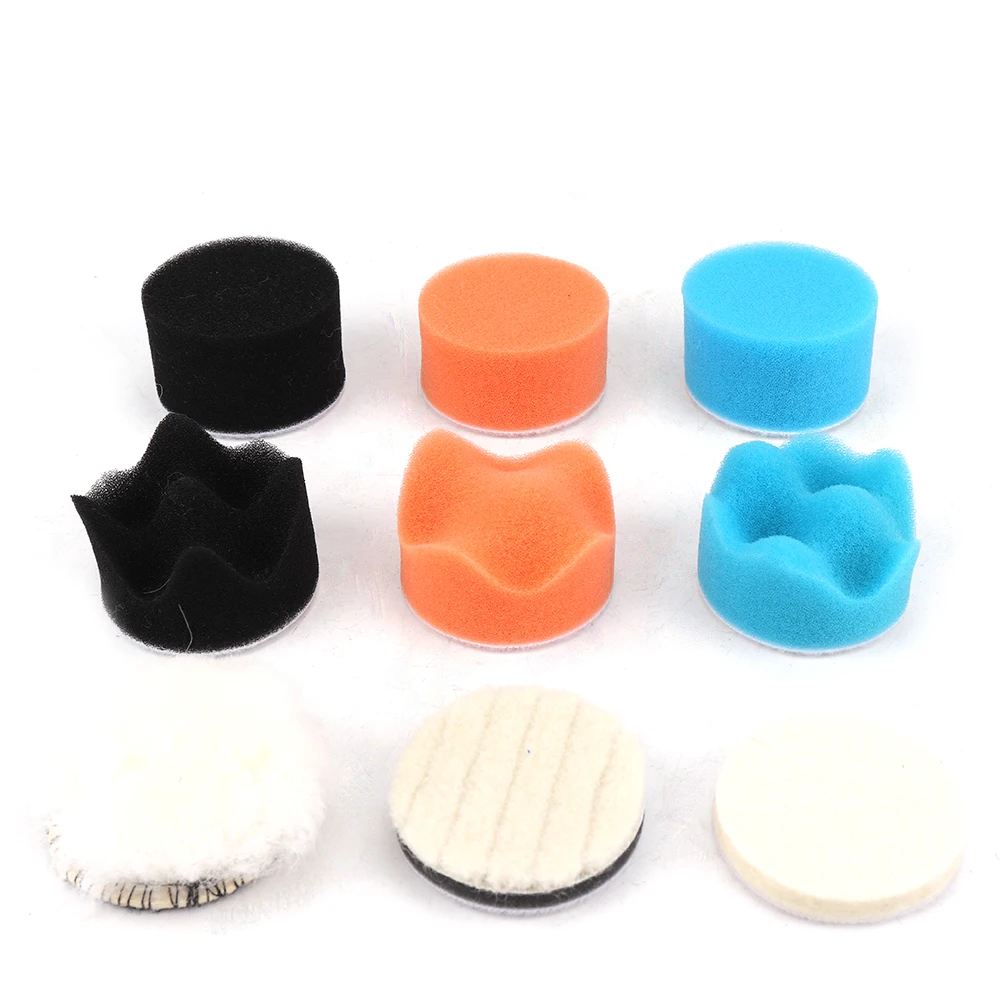 

1/2/3 Inch Car Polisher Pads Kit Wool Buffing Waxing Clean Polish for Auto Motorcycle motor vehicle Removes Scratches Sanding