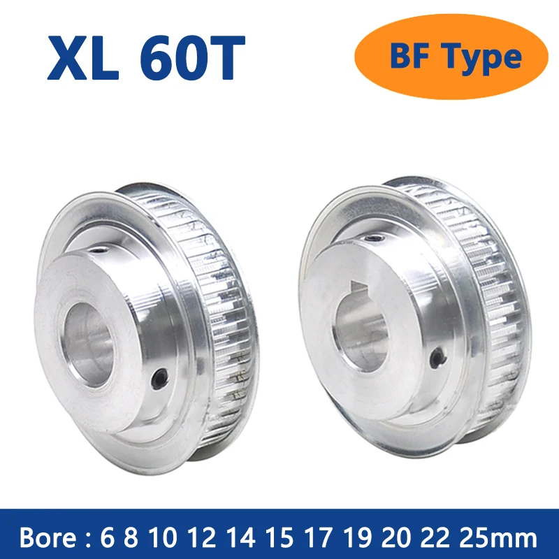 1pc 60T XL Timing Pulley Bore 6 8 10 12 14 15 17 19 20 22 25mm Aluminum Alloy 60 Teeth Synchronous Wheels for Belt Width 10mm