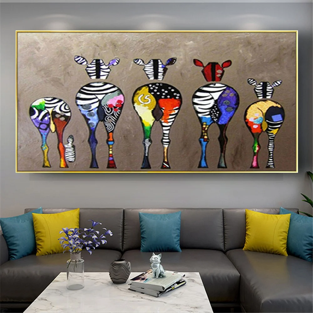 Hand Made Canvas Poster Zebra Famous American Funny Oil Painting Ideas Animal Ass Wall Art Pictures For Kid Room Decor Pattern