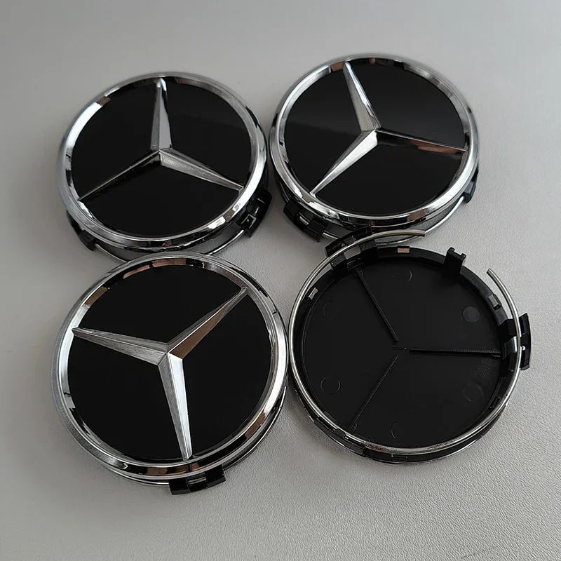 4pcs 75mm ABS Black Car Wheel Center Caps Rims Hub Caps For Mercedes Benz A B C E S CLA CLK ML GLK GLA GLB GLC CLASS Accessories