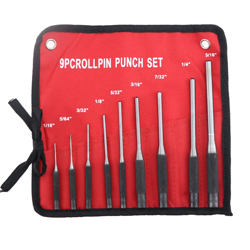 9 stücke 40CR Stahl Multi Größe Runde Kopf Pins Punch Set Grip Roll Pins Punch Tool Kit Professionelle Hohl Ende starter Punch Meißel