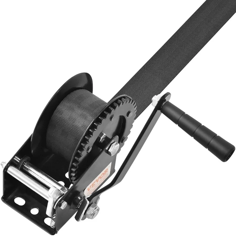 

Hand Winch 1200 lbs Pulling Capacity Boat Trailer Winch Heavy Duty Rope Crank with 23 ft Polyester Strap and TwoWay Ratchet Ma