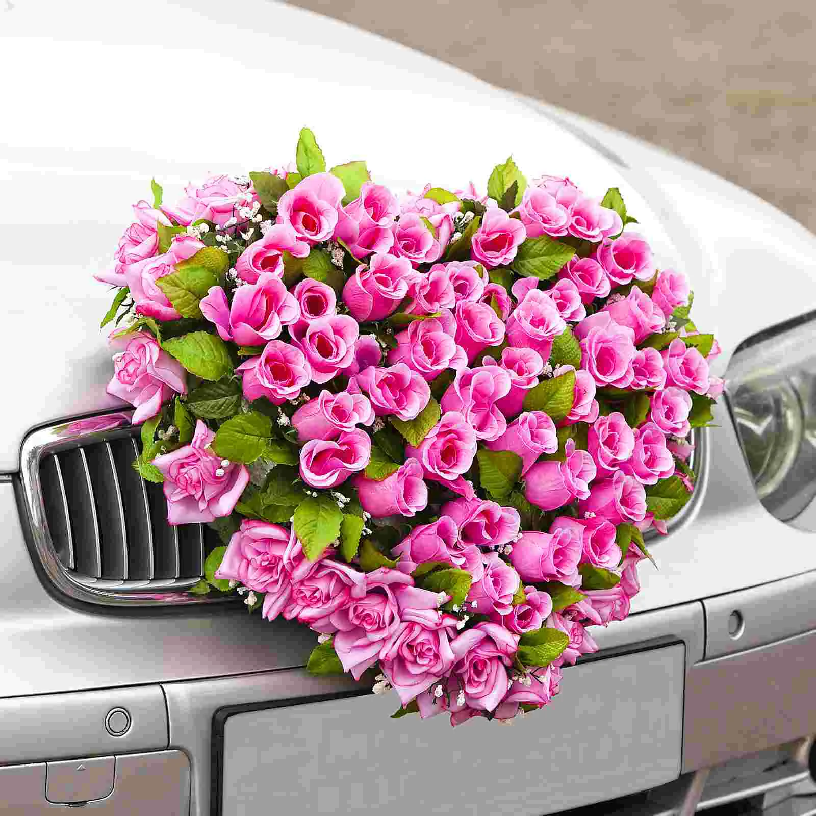 The Circle Car Front Mud Mother Pink Decor Wedding Artificial Flowers Water Absorb