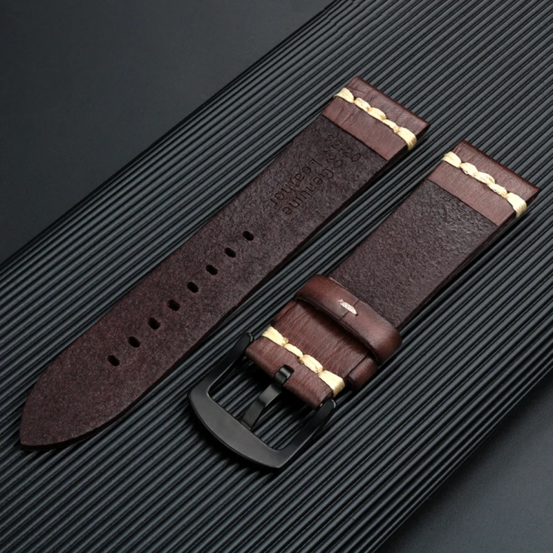 Vegetable Tanned Leather Watch Straps 20mm 22mm 24mm Men Calfskin Watch Band Bracelet Handmade Watch Accessories