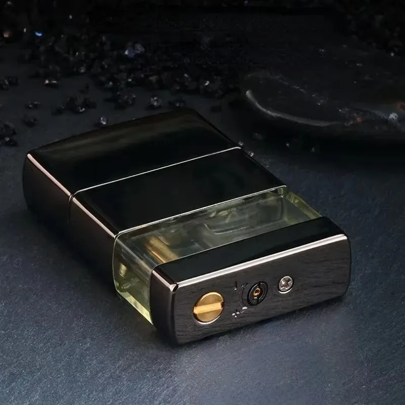 2026 LED Cigarette Lighter Grinding Wheel Lighter Metal Windproof Flame Butane Lighter Torch Smoking Accessories Cool Men's Gift