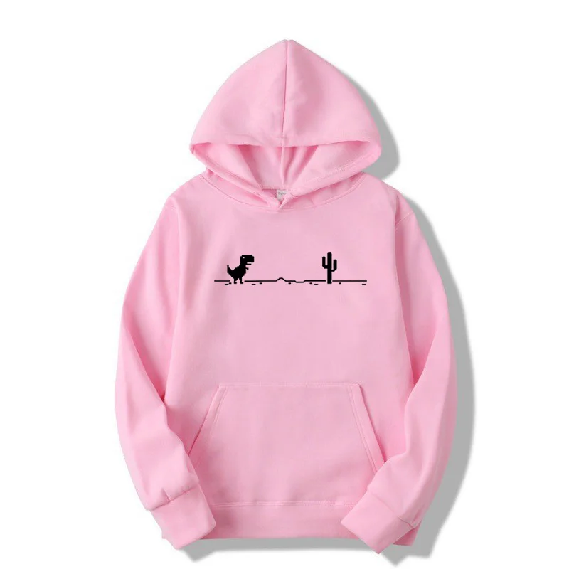 Mens Hoodie Printed Dinosaur Cactus Funny Tops Autumn and Winter for Womens Casual Hooded pullover Streetwear Basic Tops