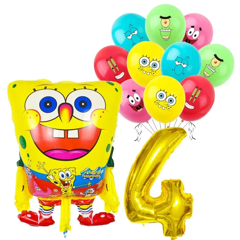 سبونجبوب مجموعة البالون رقم رقائق اللاتكس ، البالون حفلة عيد ميلاد الأطفال ، نجمة باتريك ، لوازم زينة استحمام الطفل