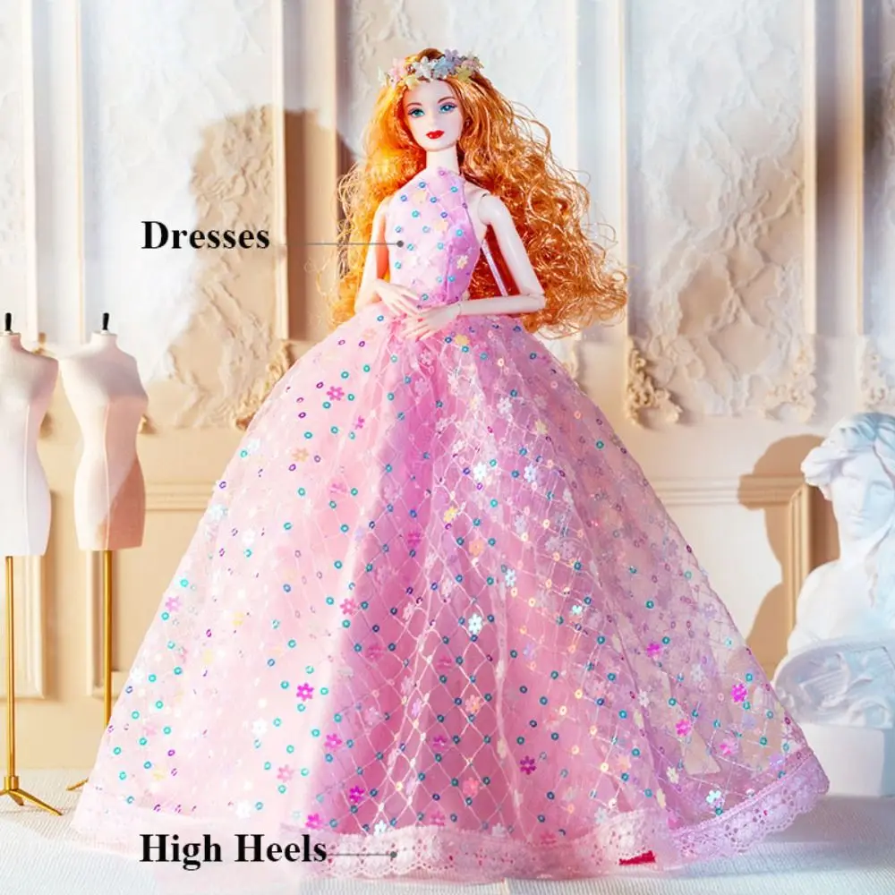 European Fashion Supermodel Doll Pink Dresses Collector Gift DIY Toys Diamond Lace Clothes Luxury Collector Gifts