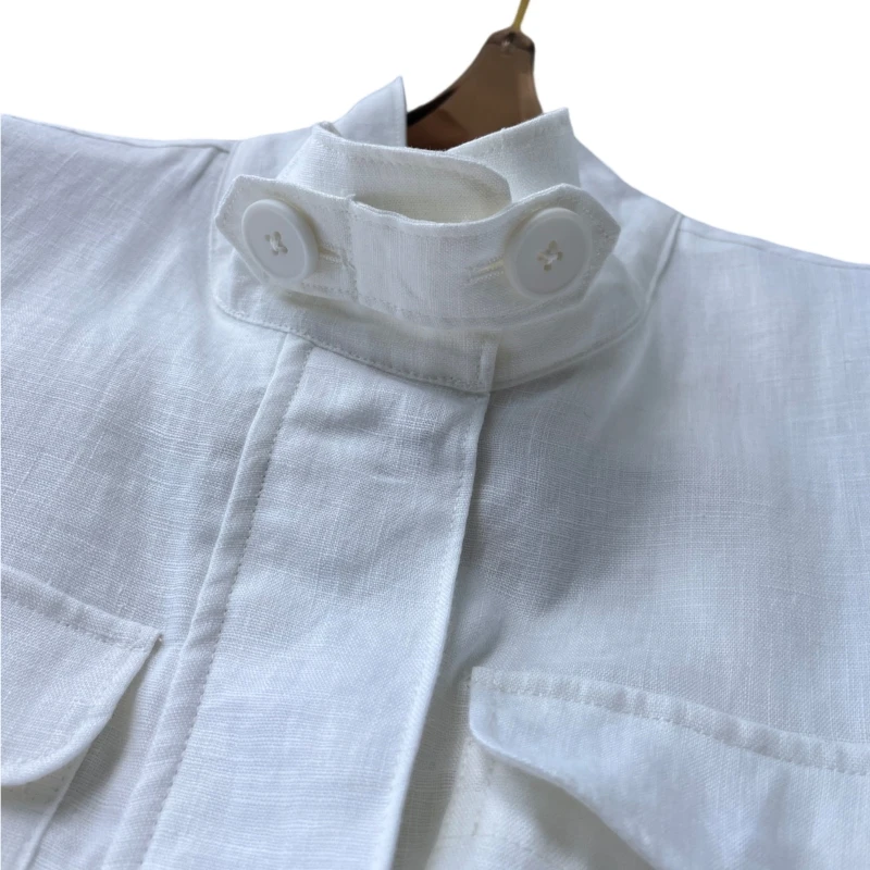 24 Spring and autumn top quality solid color linen traveler jacket jacket blazer donna womens coat luxury designer clothing