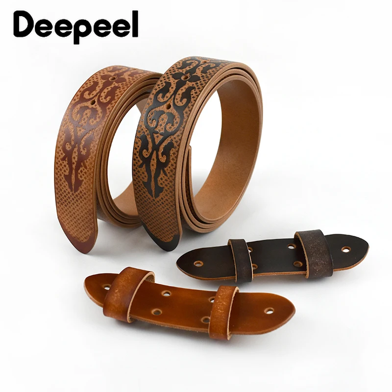 1Pc Deepeel 3.8 * 110-125cm Tłoczony pasek z prawdziwej skóry Pierwsza warstwa skóry bydlęcej Męski projektant Bezgłowy Rzemiosło Paski dla dorosłych — zdjęcie 6