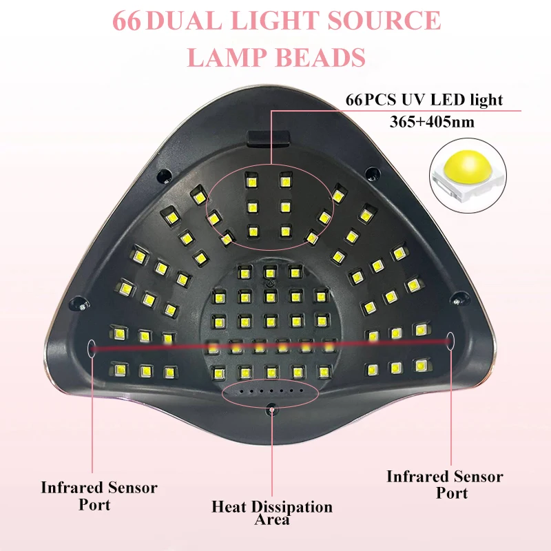 66 المصابيح الأشعة فوق البنفسجية مسمار الفن مصباح مجفف مع الاستشعار التلقائي 10s/30s/60s/99s الموقتات المهنية علاج هلام مسمار البولندية مصباح مانيكير أداة #6